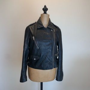 Topshop genuine black Leather moto jacket #3559